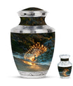 Peacock Theme Large Urn With 1 Keepsake Urn