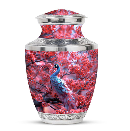 Peacock Theme Large Urn 10 Inch