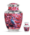 Peacock Theme Large Urn With 1 Keepsake Urn