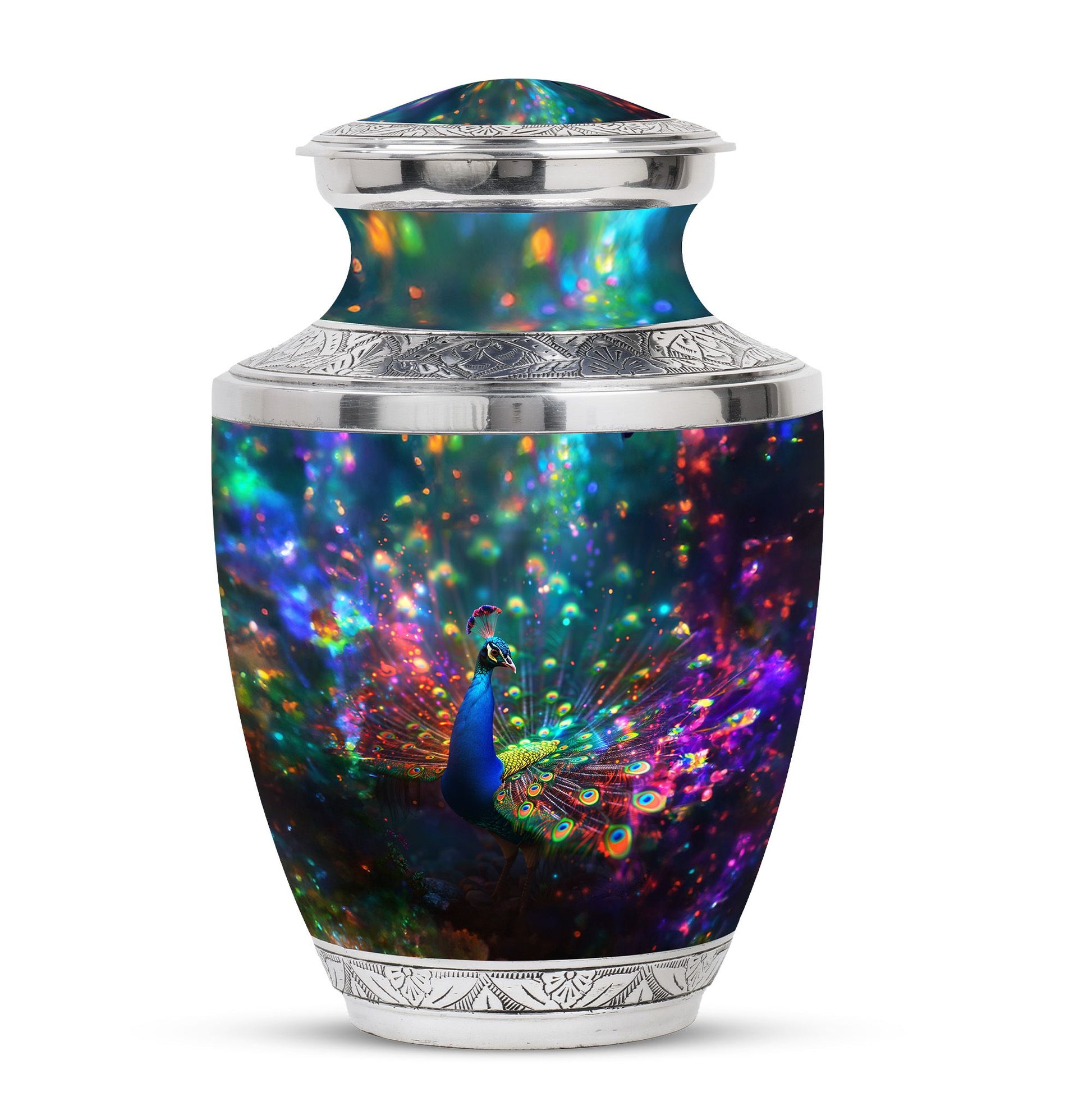 Peacock Theme Large Urn 10 Inch