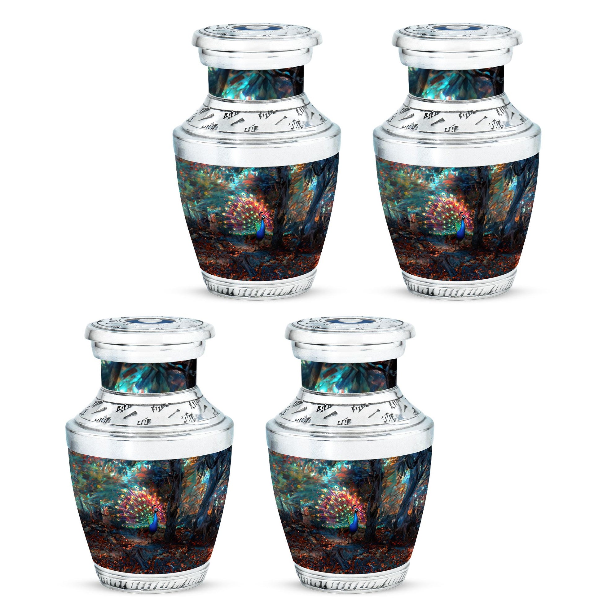 Peacock Theme 3 Inch Keepsake Pack of 4