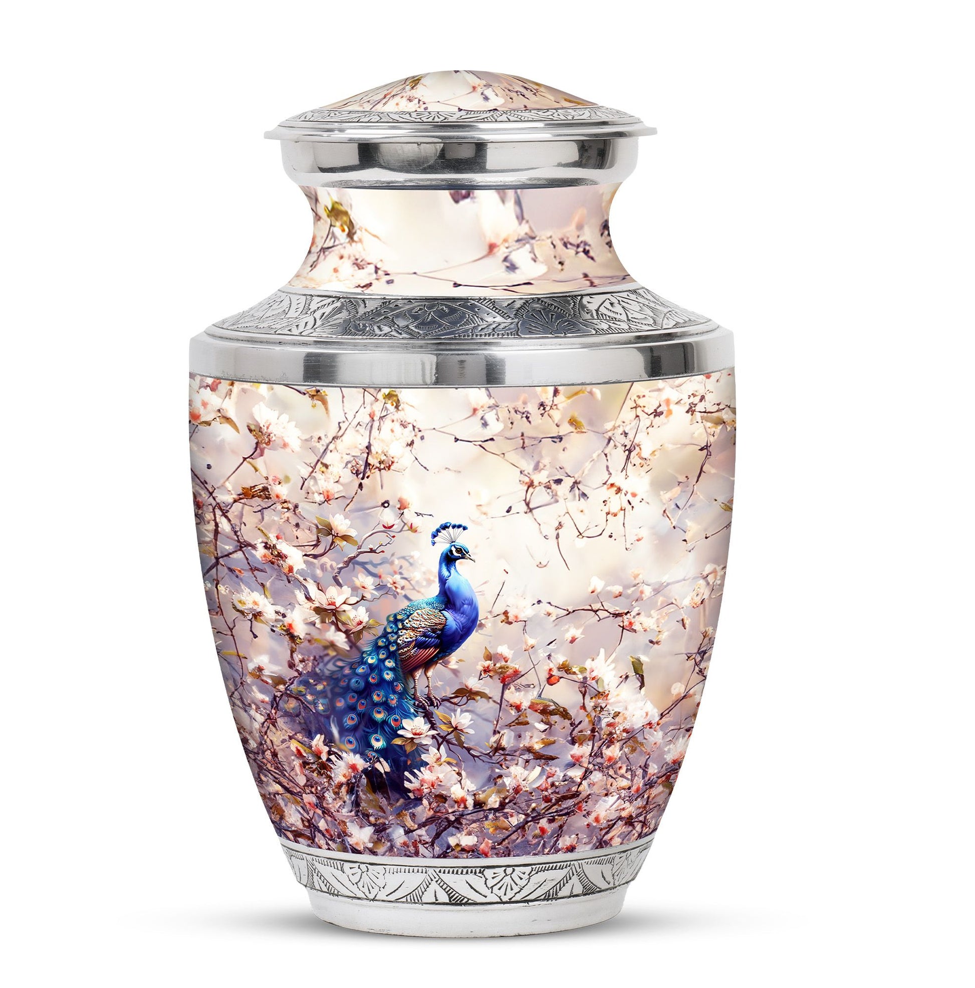 Peacock Theme Large Urn 10 Inch
