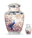 Peacock Theme Large Urn With 1 Keepsake Urn