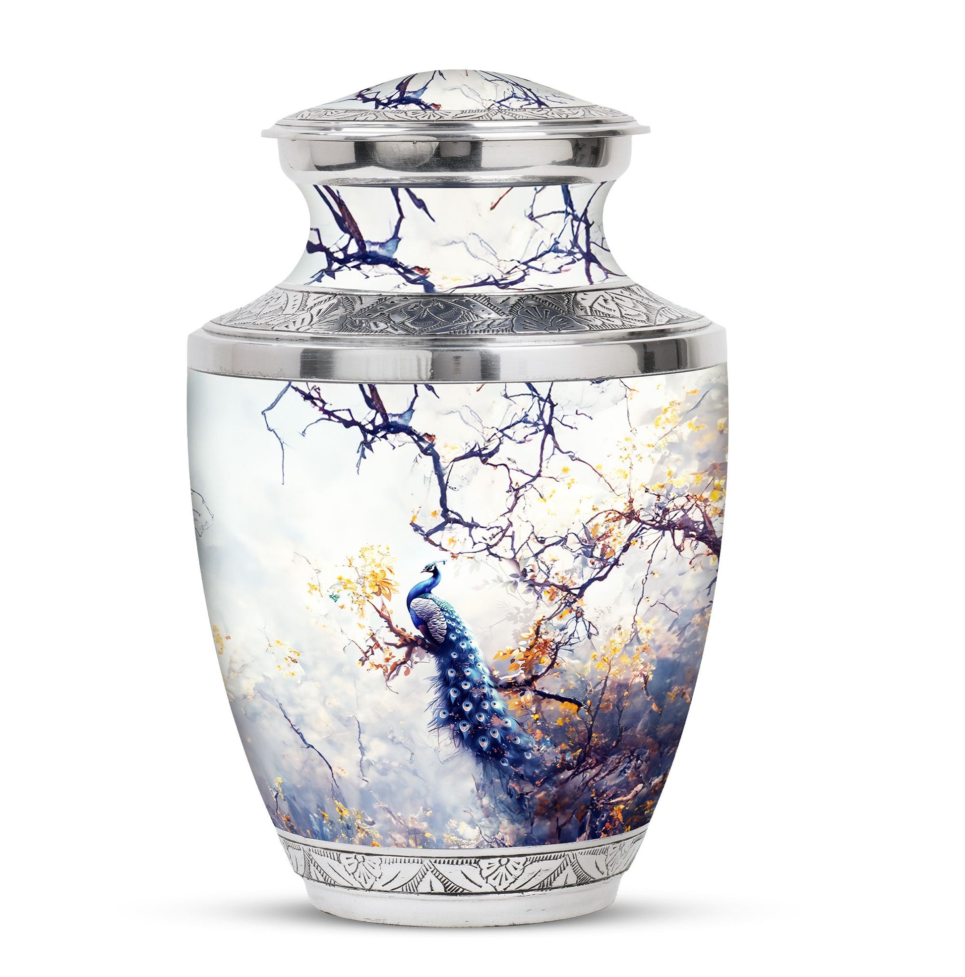 Peacock Theme Large Urn 10 Inch