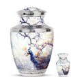 Peacock Theme Large Urn With 1 Keepsake Urn