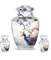 Peacock Theme Large Urn With 2 Keepsake Urn