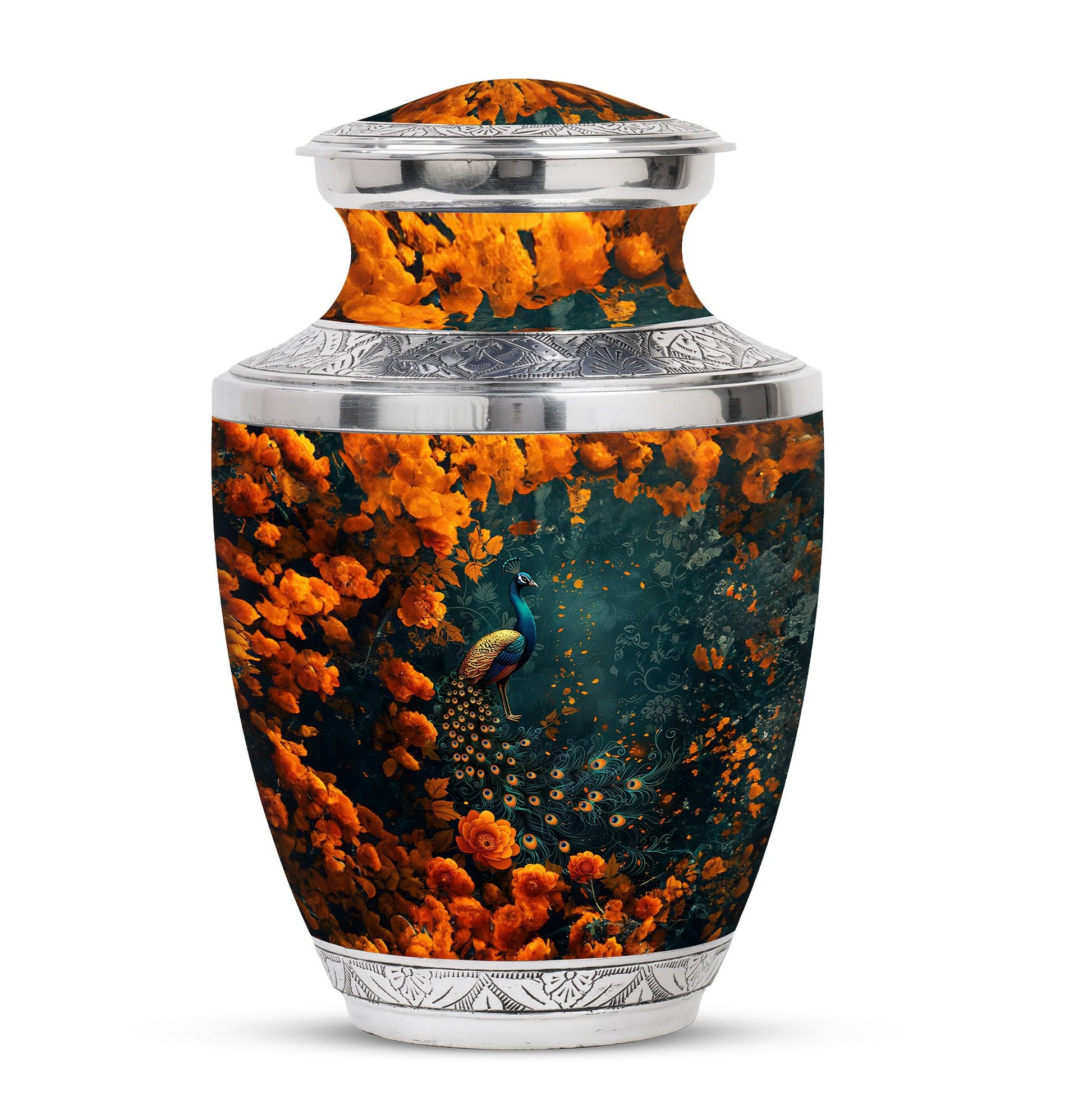 Peacock Theme Large Urn 10 Inch