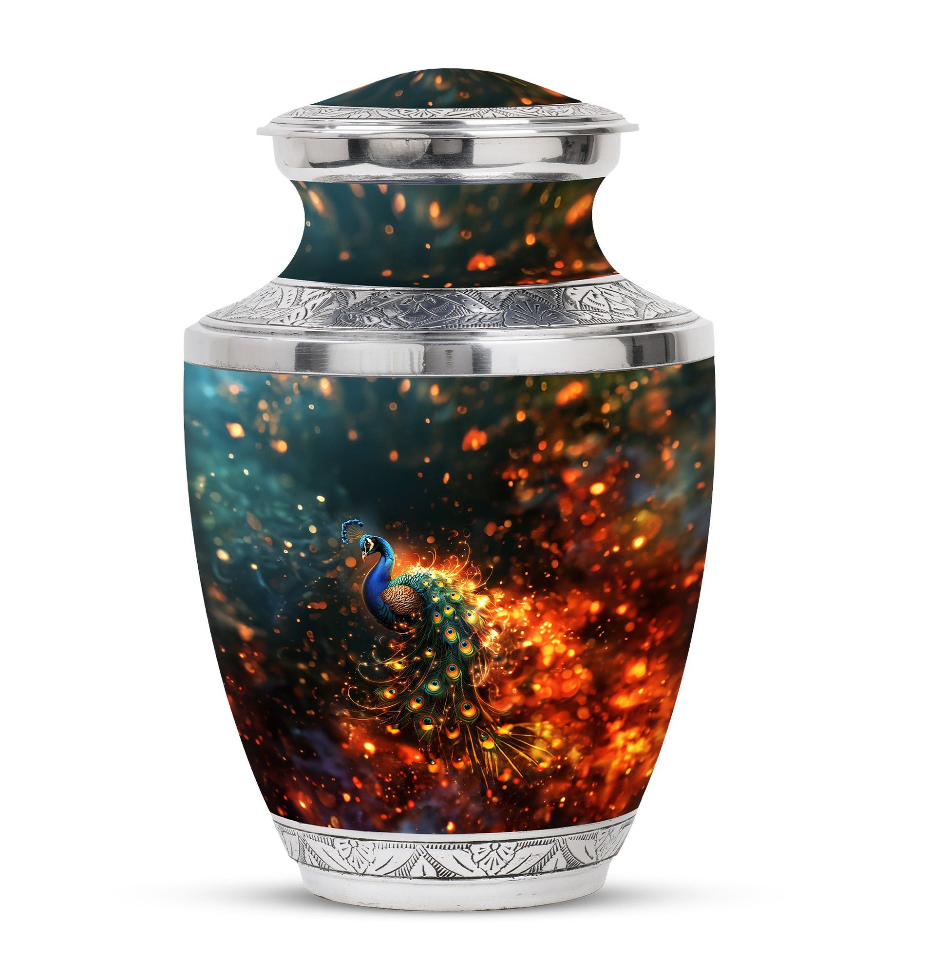 Peacock Theme Large Urn 10 Inch