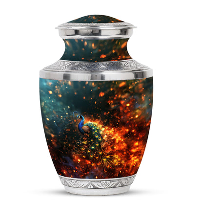 Peacock Theme Large Urn 10 Inch