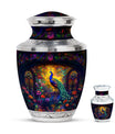 Peacock Theme Large Urn With 1 Keepsake Urn