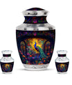 Peacock Theme Large Urn With 2 Keepsake Urn