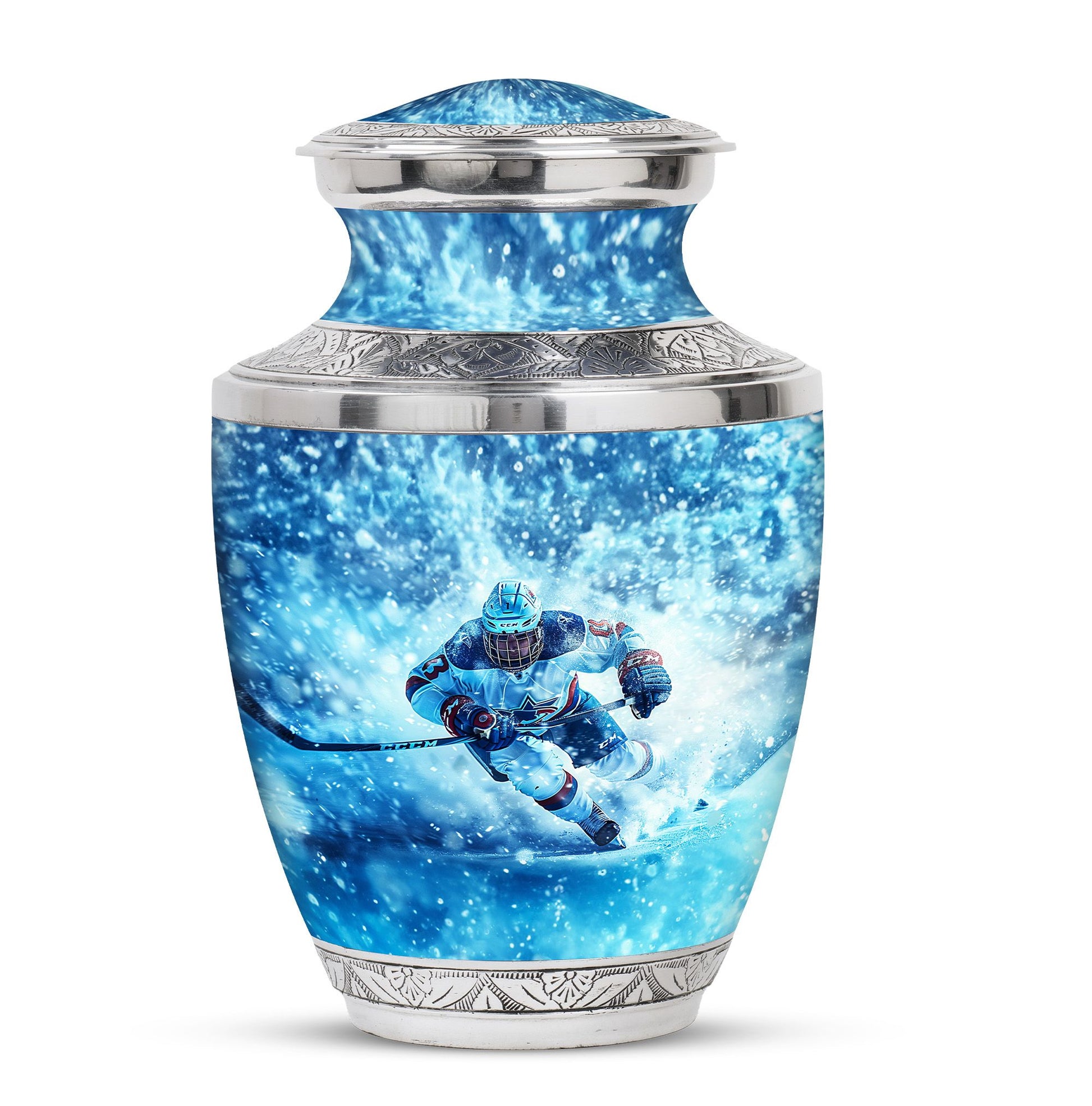 Ice Hockey Theme Large Urn 10 Inch