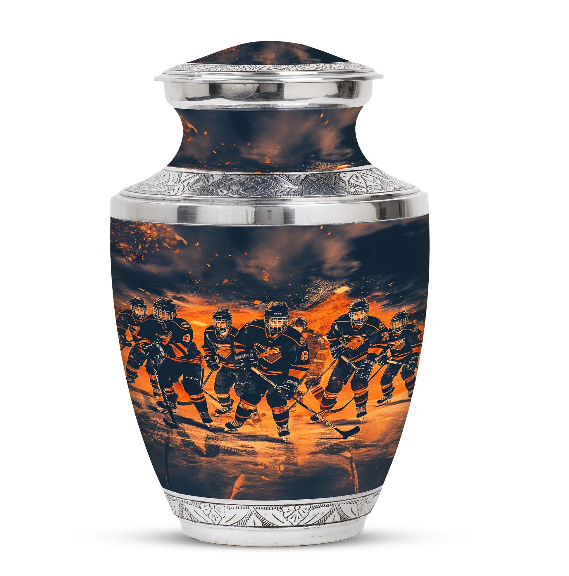 Ice Hockey Theme Large Urn 10 Inch