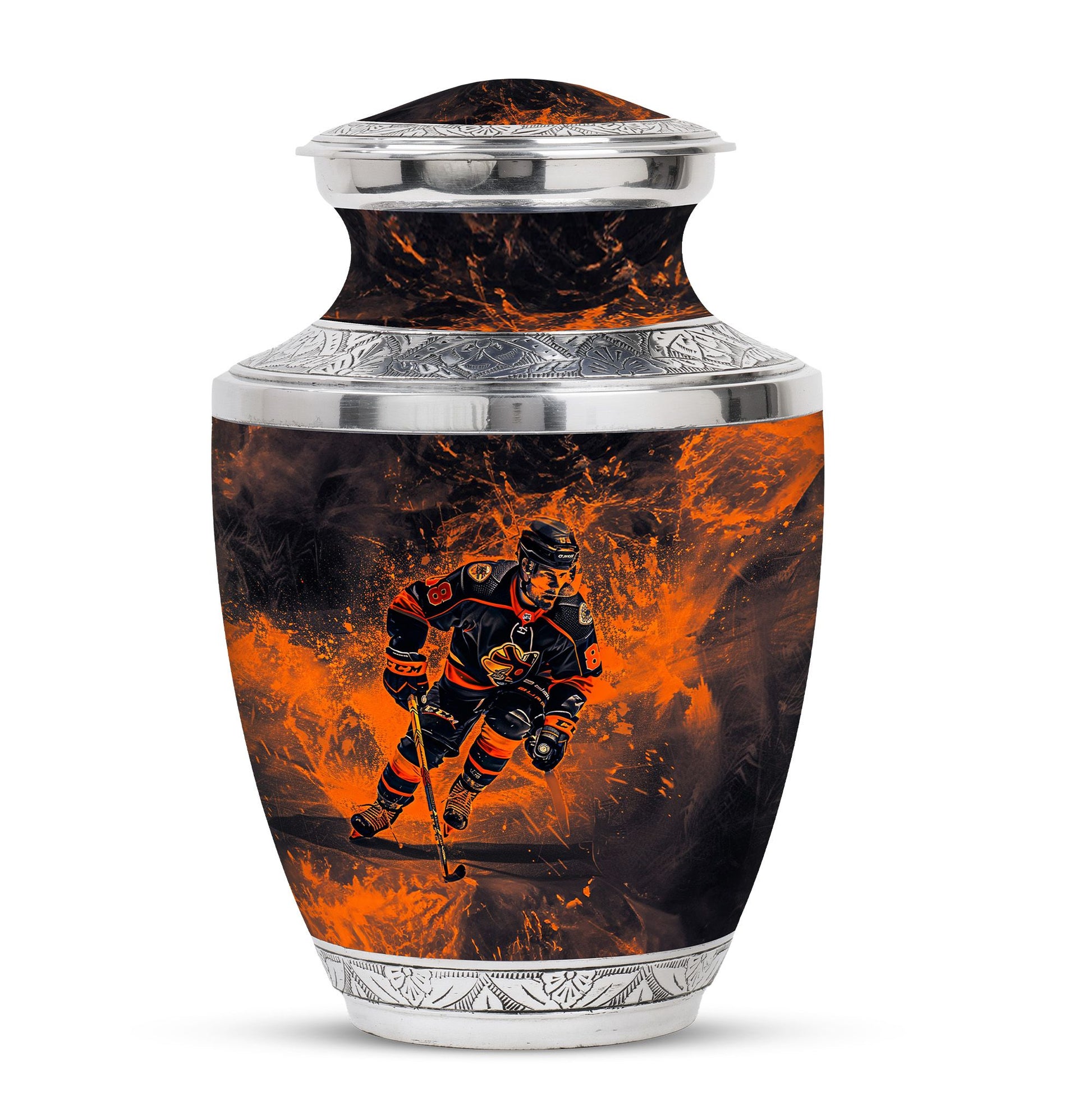 Ice Hockey Theme Large Urn 10 Inch