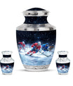 Ice Hockey Theme Large Urn With 2 Keepsake Urn