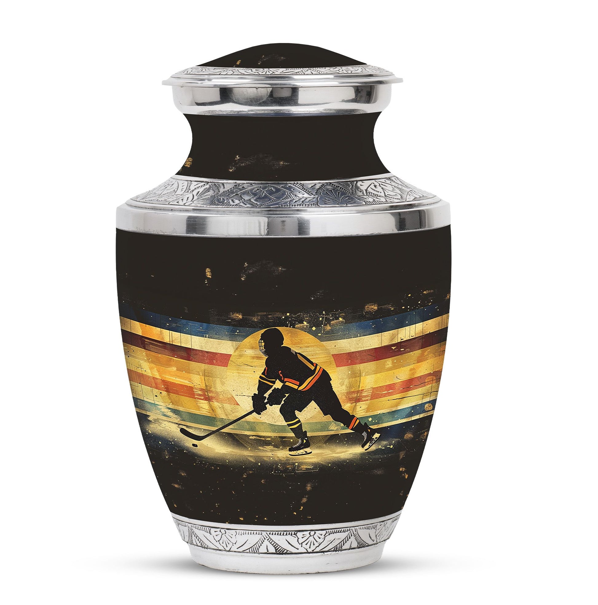 Ice Hockey Theme Large Urn 10 Inch