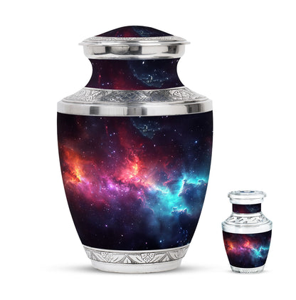 Nebula Galaxy Theme Large Urn With 1 Keepsake Urn