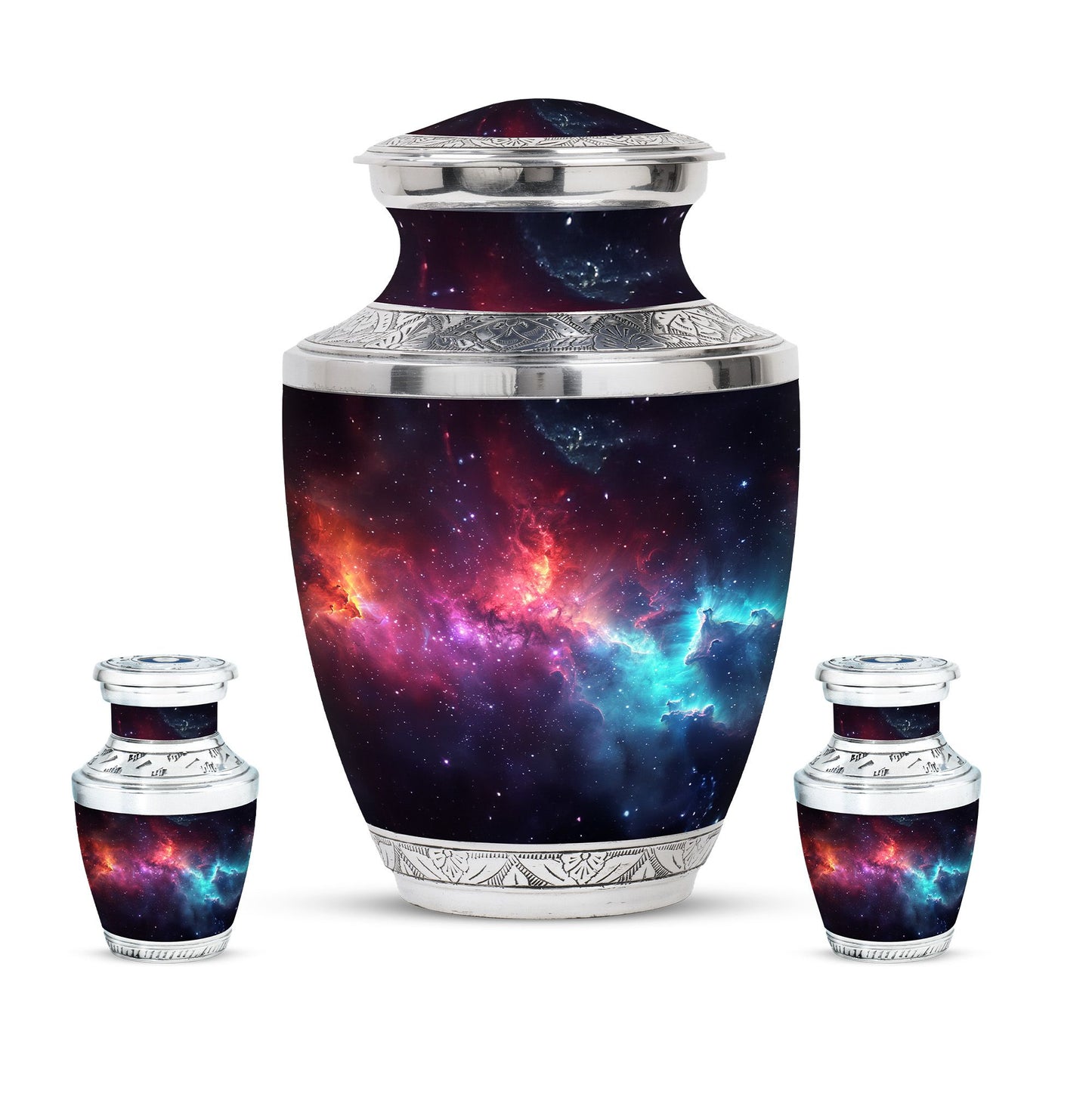 Nebula Galaxy Theme Large Urn With 2 Keepsake Urn