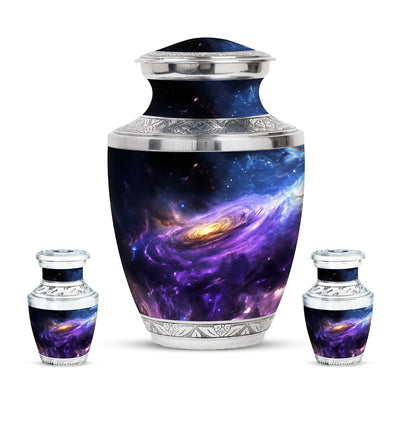 Nebula Galaxy Theme Large Urn With 2 Keepsake Urn
