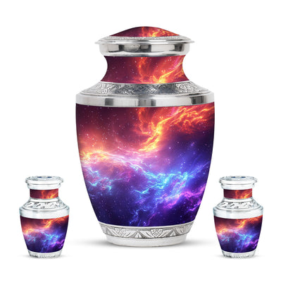 Nebula Galaxy Theme Large Urn With 2 Keepsake Urn