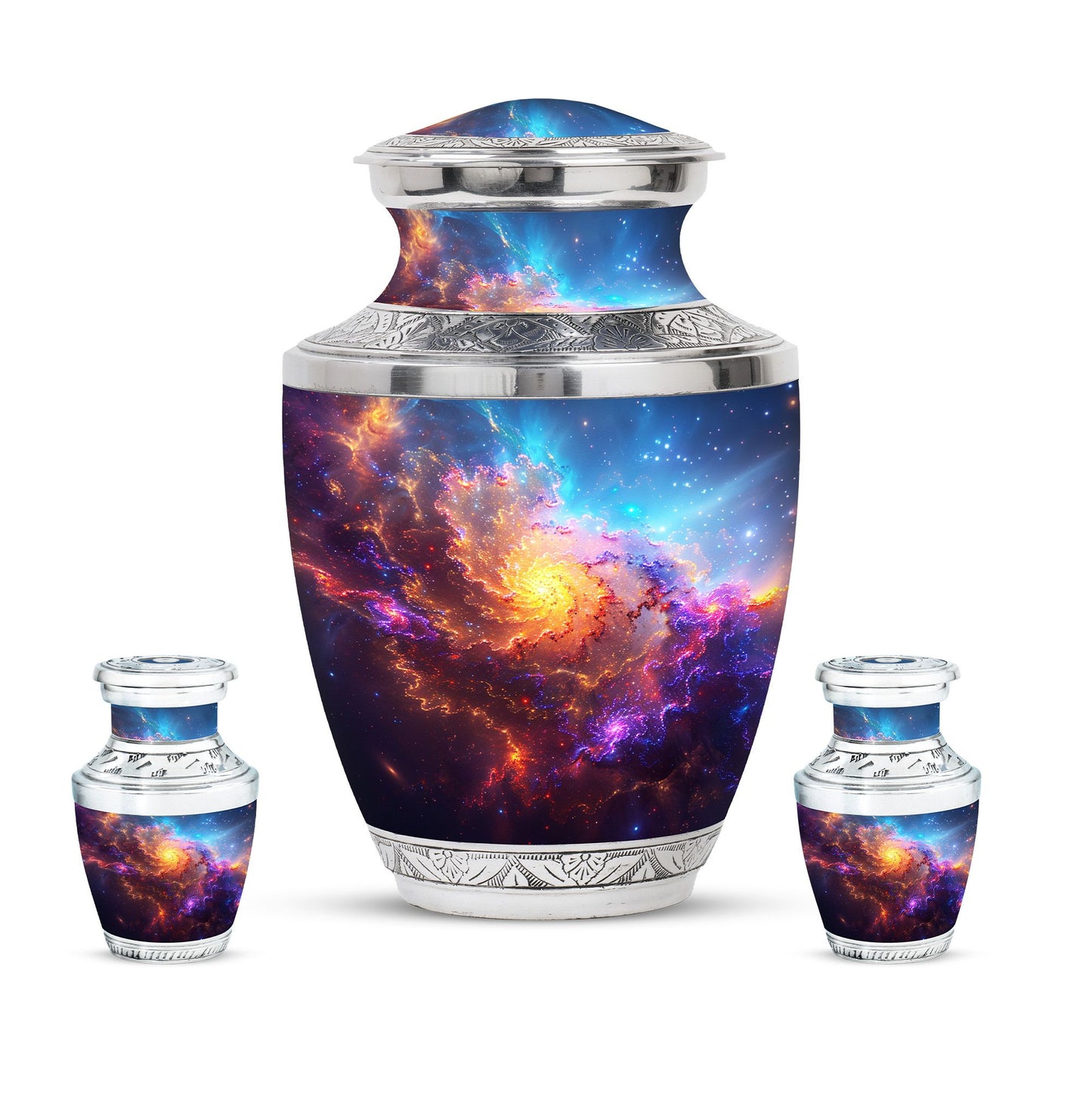 Nebula Galaxy Theme Large Urn With 2 Keepsake Urn