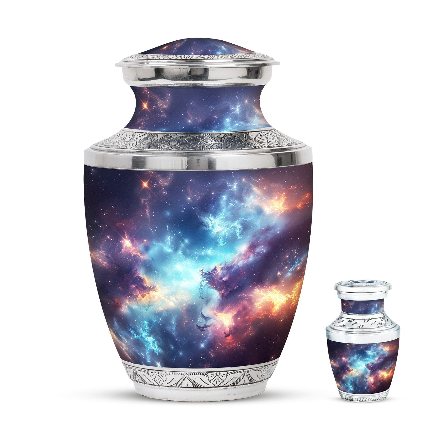 Nebula Galaxy Theme Large Urn With 1 Keepsake Urn