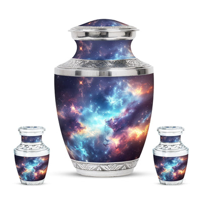 Nebula Galaxy Theme Large Urn With 2 Keepsake Urn