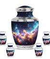 Nebula Galaxy Theme Large Urn With 4 Keepsake Urn