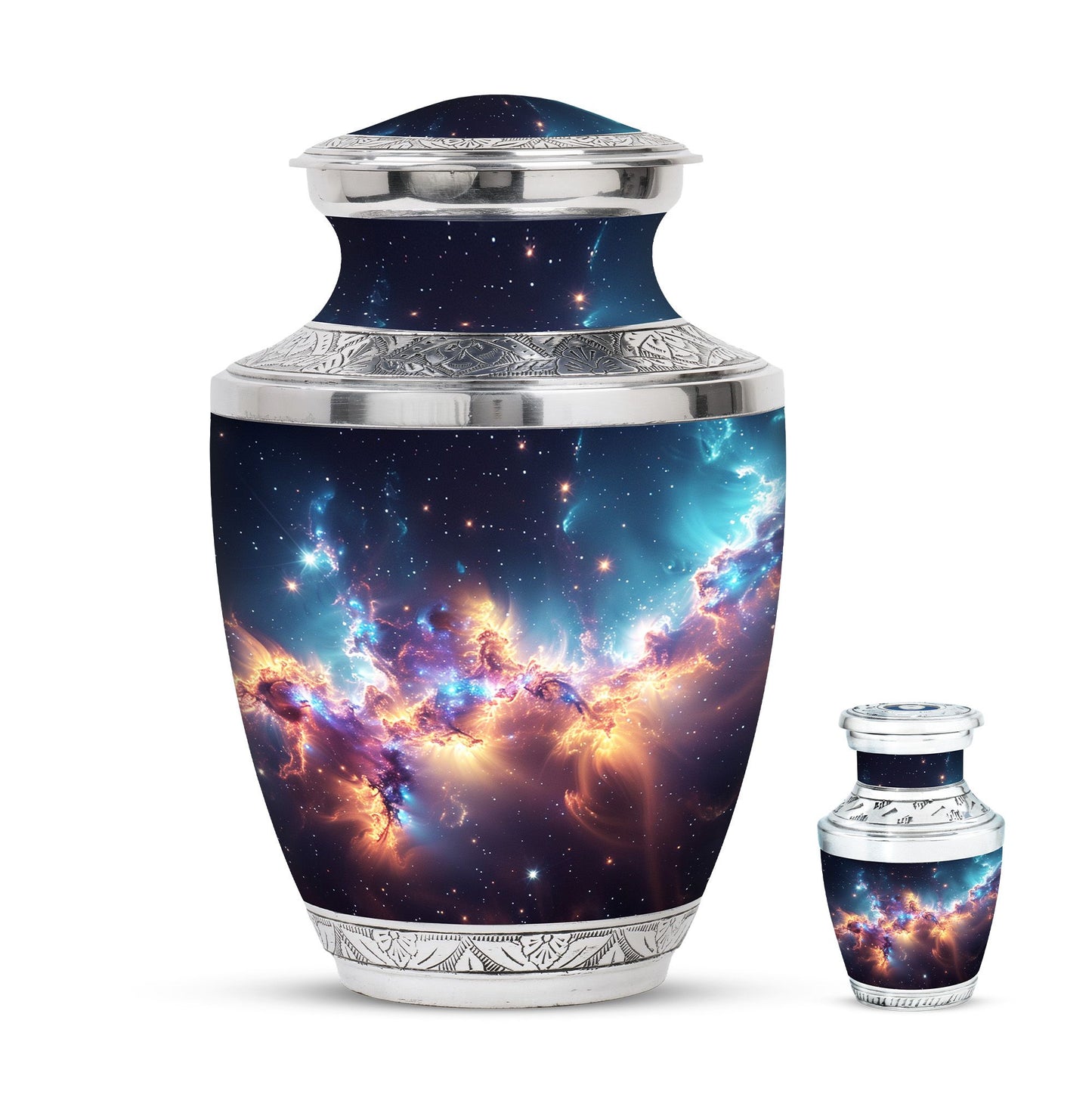 Nebula Galaxy Theme Large Urn With 1 Keepsake Urn