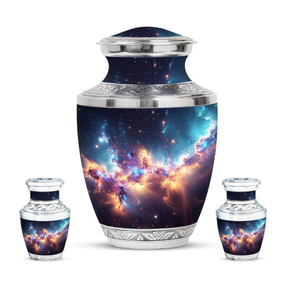 Nebula Galaxy Theme Large Urn With 2 Keepsake Urn