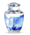 Sailboat Artistic Cremation Urn – Blue Large Human Ashes Urn