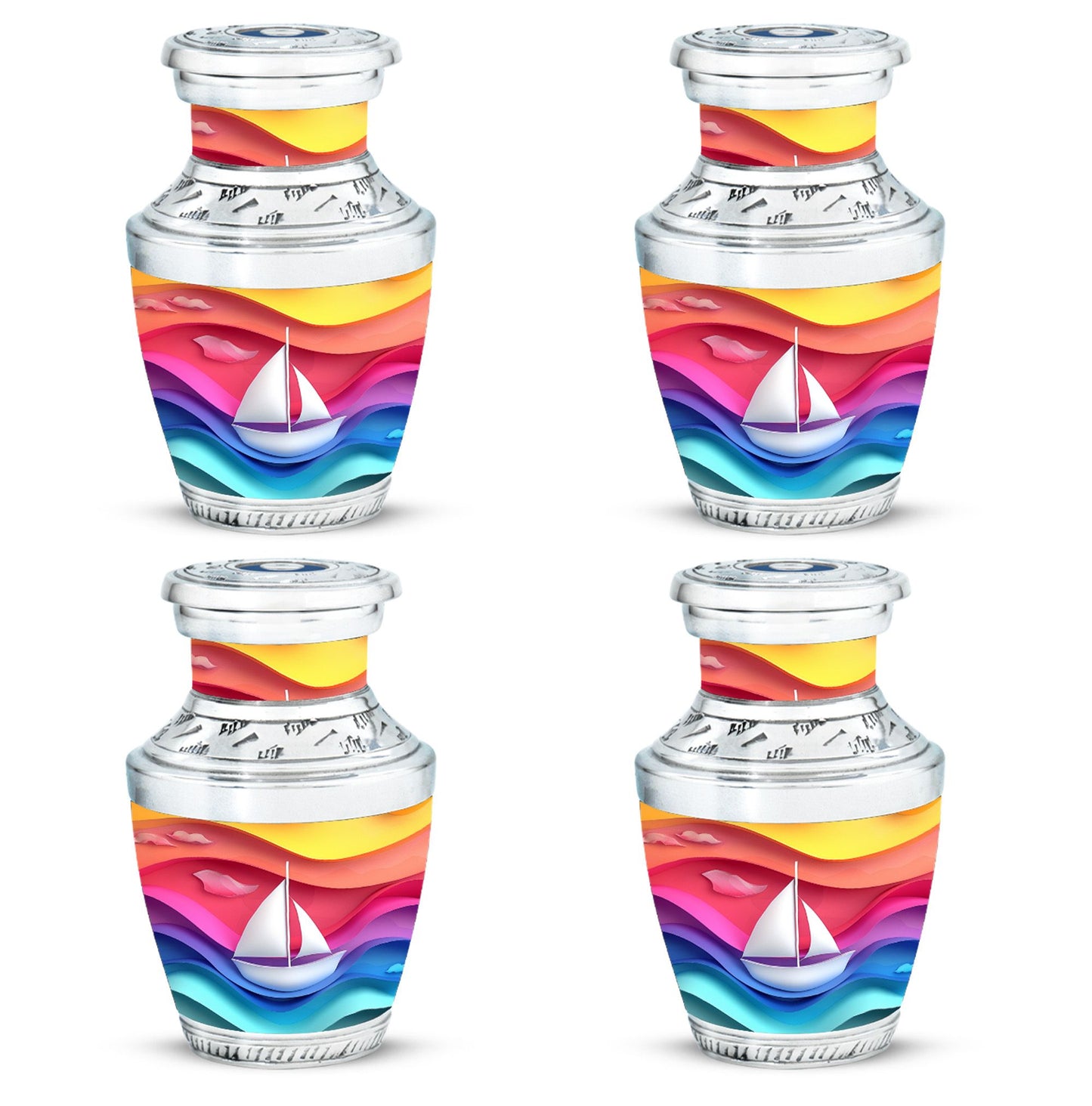Sail Boat Theme 3 Inch Keepsake Pack of 4