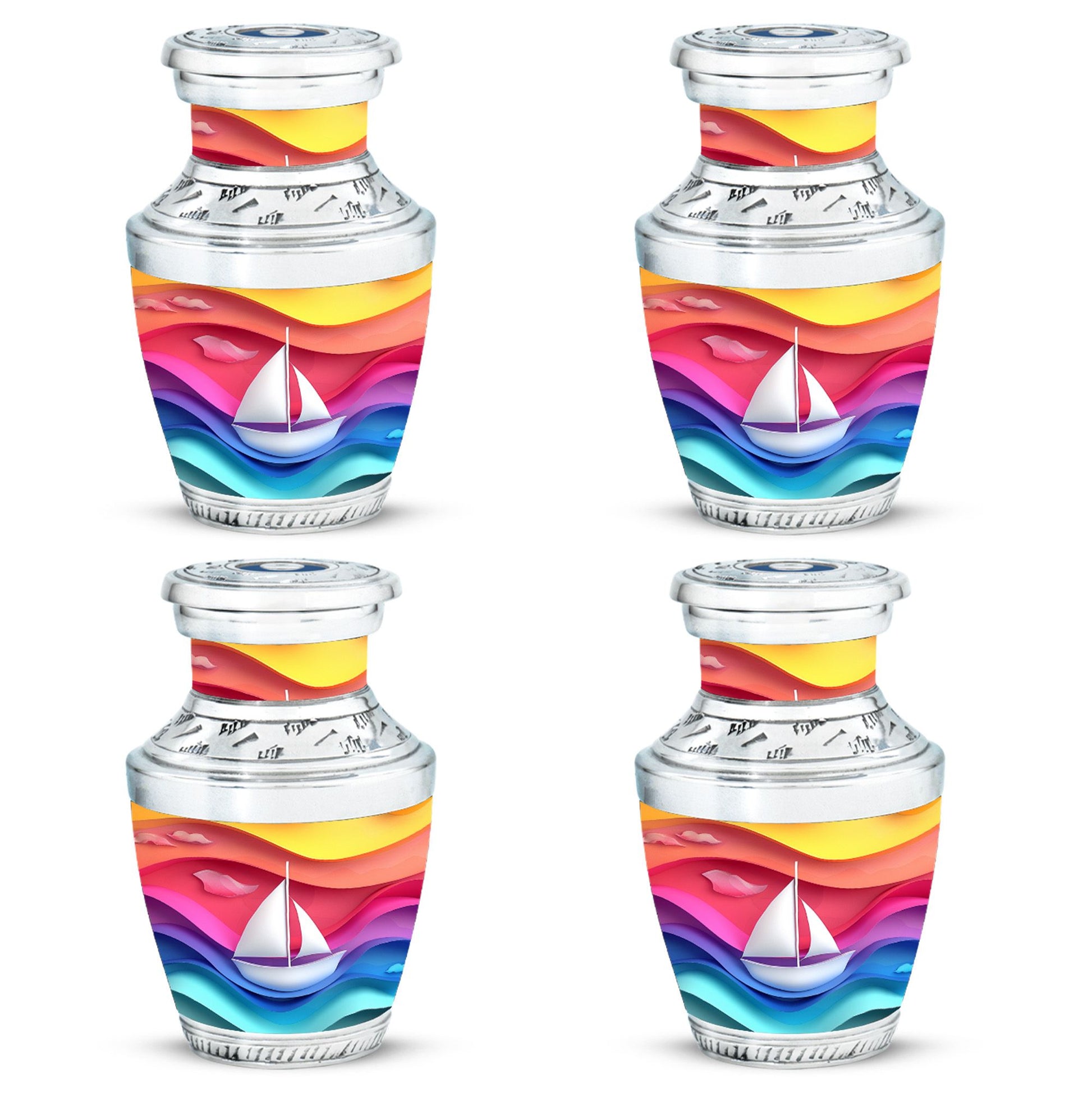 Sail Boat Theme 3 Inch Keepsake Pack of 4