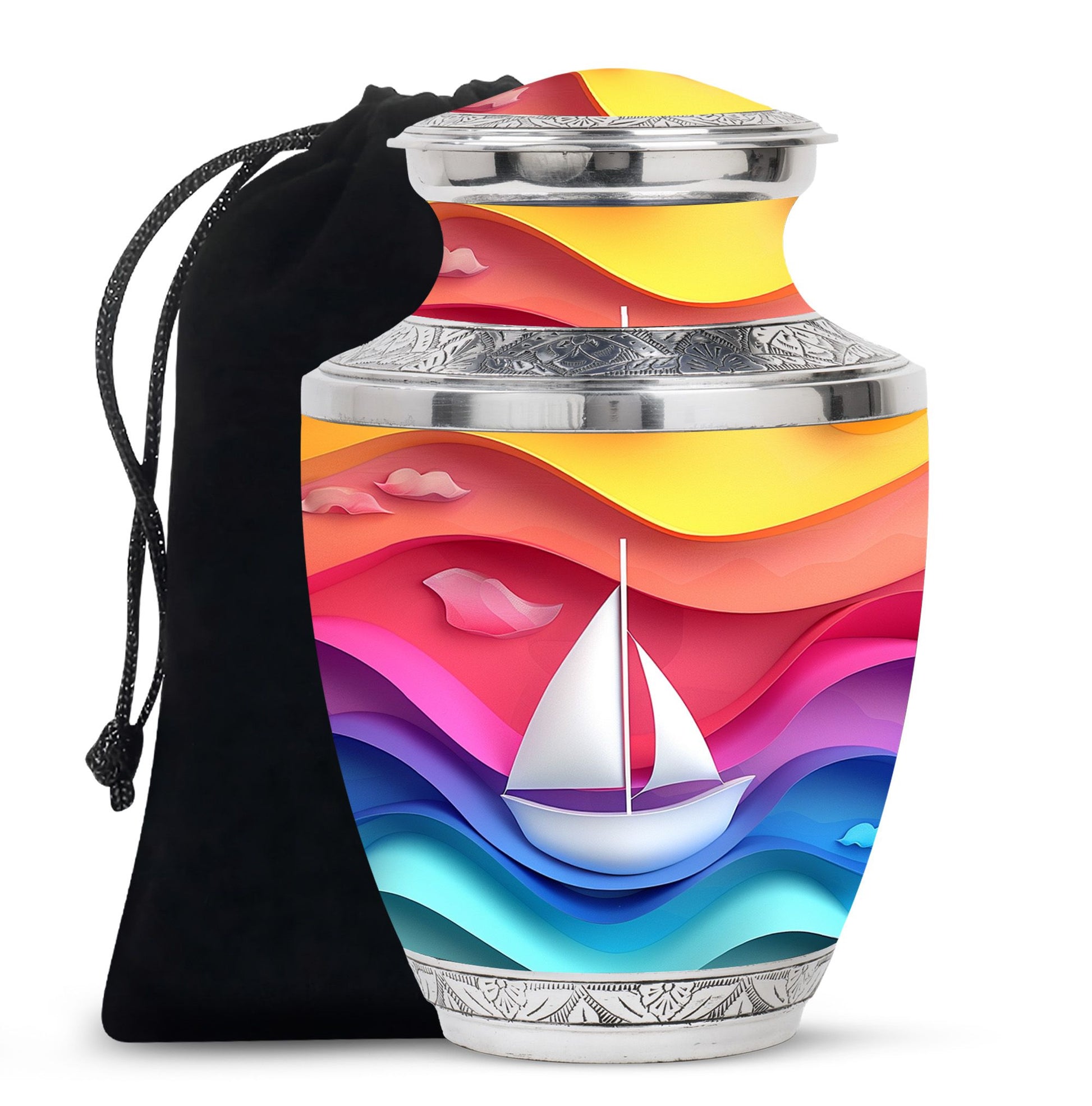 Sail Boat Theme Large Urn 10 Inch