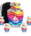 Sail Boat Theme Large Urn With 4 Keepsake Urn