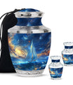 Sail Boat Theme Large Urn With 2 Keepsake Urn