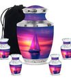 Sail Boat Theme Large Urn With 4 Keepsake Urn