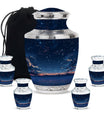 Starry Night Theme Large Urn With 4 Keepsake Urn