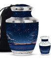 Starry Night Theme Large Urn With 1 Keepsake Urn
