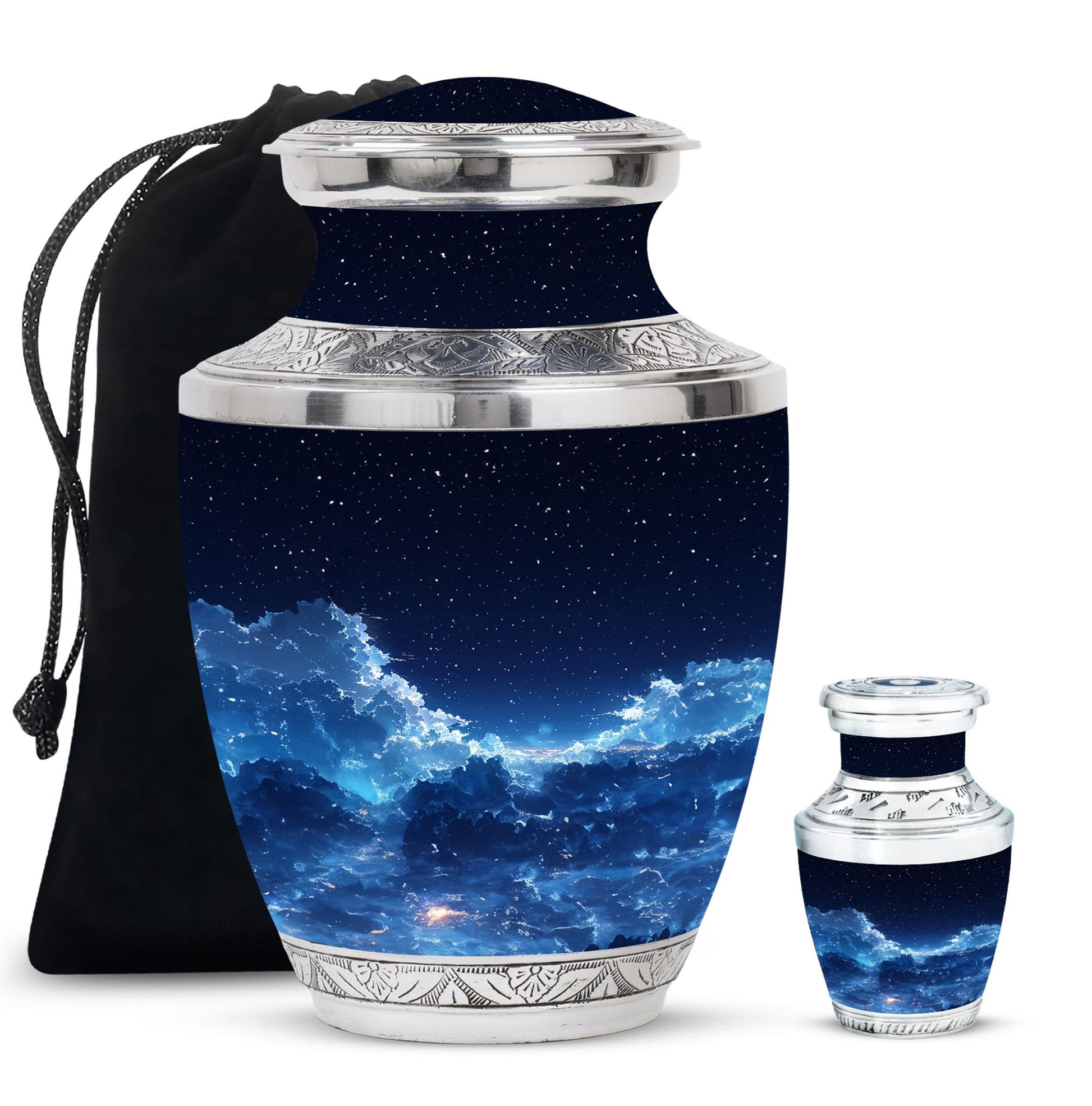 Starry Night Theme Large Urn With 1 Keepsake Urn