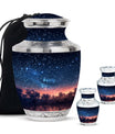 Starry Night Theme Large Urn With 2 Keepsake Urn