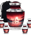Flamingo Theme Large Urn With 4 Keepsake Urn