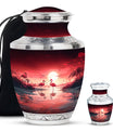 Flamingo Theme Large Urn With 1 Keepsake Urn