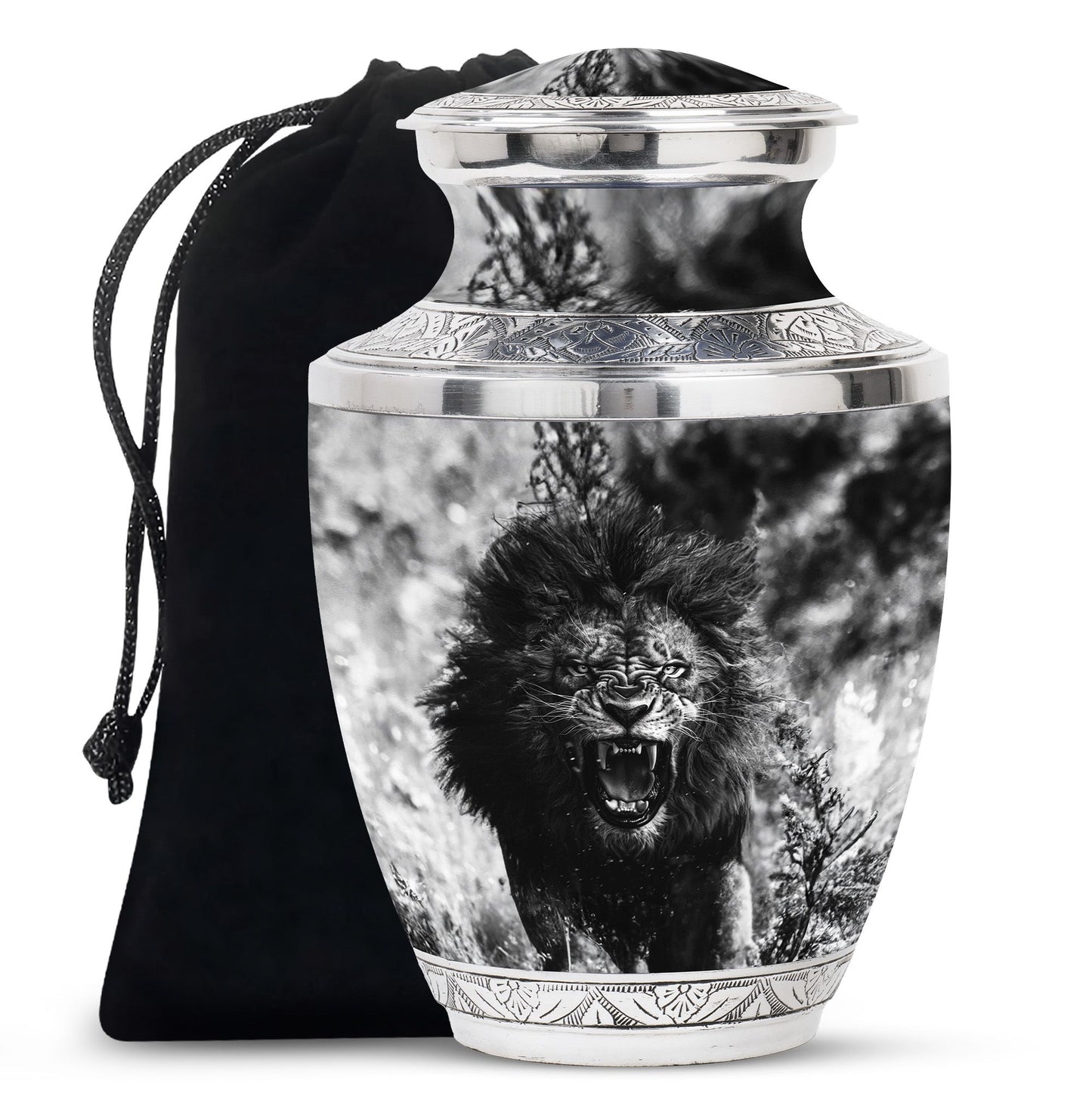 Lion Theme Large Urn 10 Inch