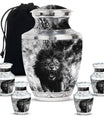 Lion Theme Large Urn With 4 Keepsake Urn