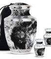 Lion Theme Large Urn With 2 Keepsake Urn