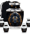 Lion Theme Large Urn With 4 Keepsake Urn