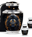 Lion Theme Large Urn With 2 Keepsake Urn