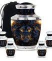 Lion Theme Large Urn With 4 Keepsake Urn