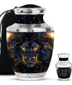Lion Theme Large Urn With 1 Keepsake Urn